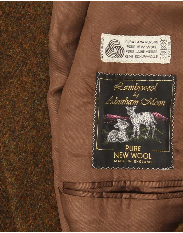 Vintage hombres 2 botones Blazer chaqueta IT 48 marrón medio moteado lana virgen