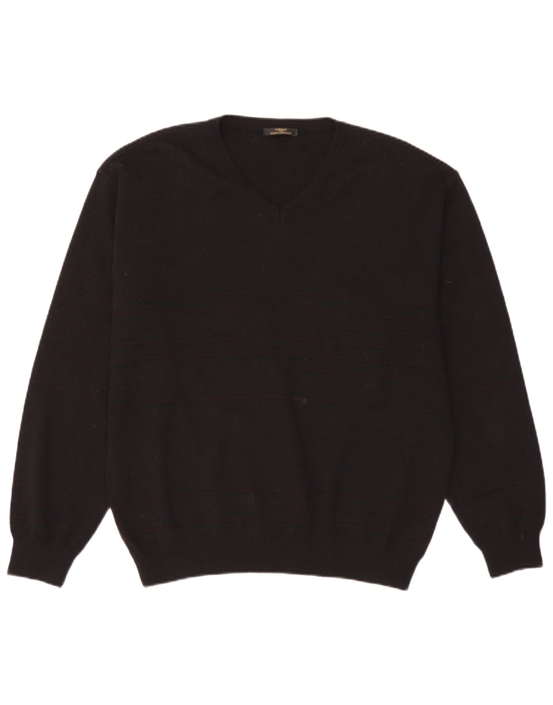 Marks & Spencer - Jersey con cuello en V para hombre, talla grande, de lana a rayas, color negro