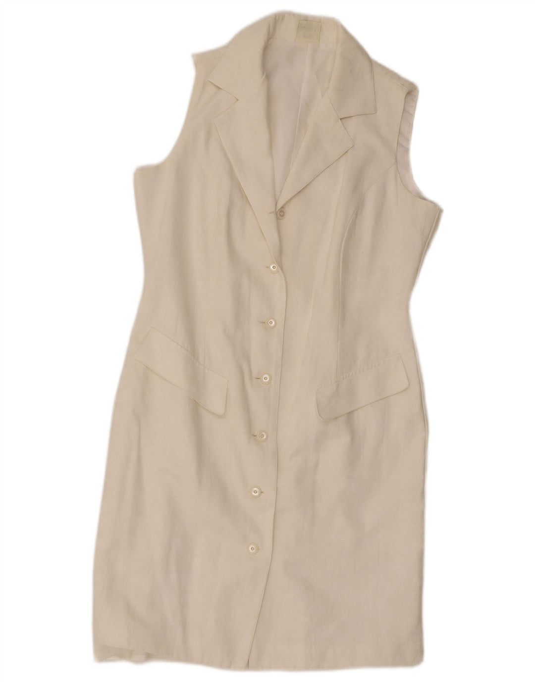 C&A Vestido camisero sin mangas para mujer UK 44 Poliéster blanco mediano