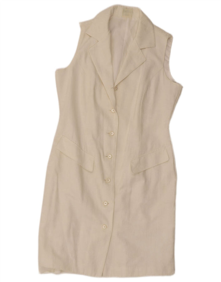C&A Vestido camisero sin mangas para mujer UK 44 Poliéster blanco mediano