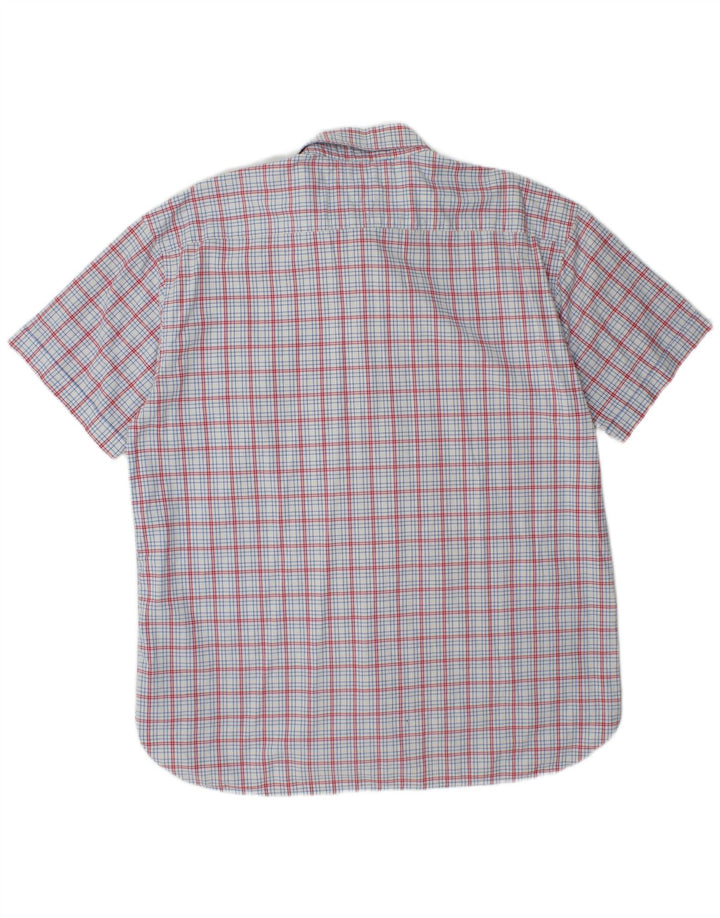 TOMMY HILFIGER Camisa de manga corta para hombre XL Blue Check Cotton