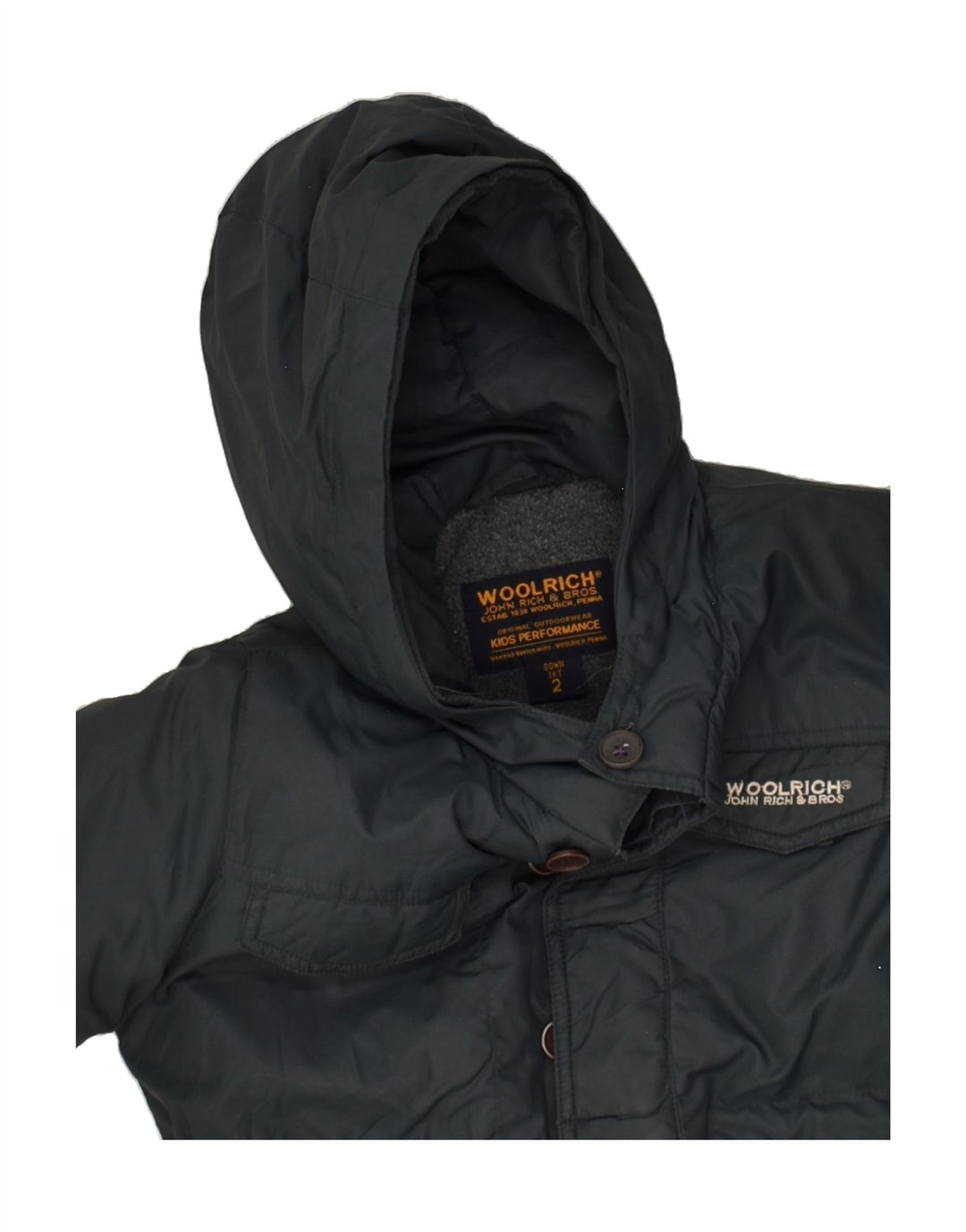 WOOLRICH Baby Boys Hooded Padded Jacket 18-24 Months Grey Nylon | Vintage Woolrich | Thrift | Second-Hand Woolrich | Used Clothing | Messina Hembry 
