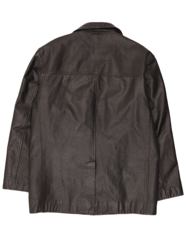 St. Bernard Chaqueta de cuero para hombre UK 40 Large Cuero negro