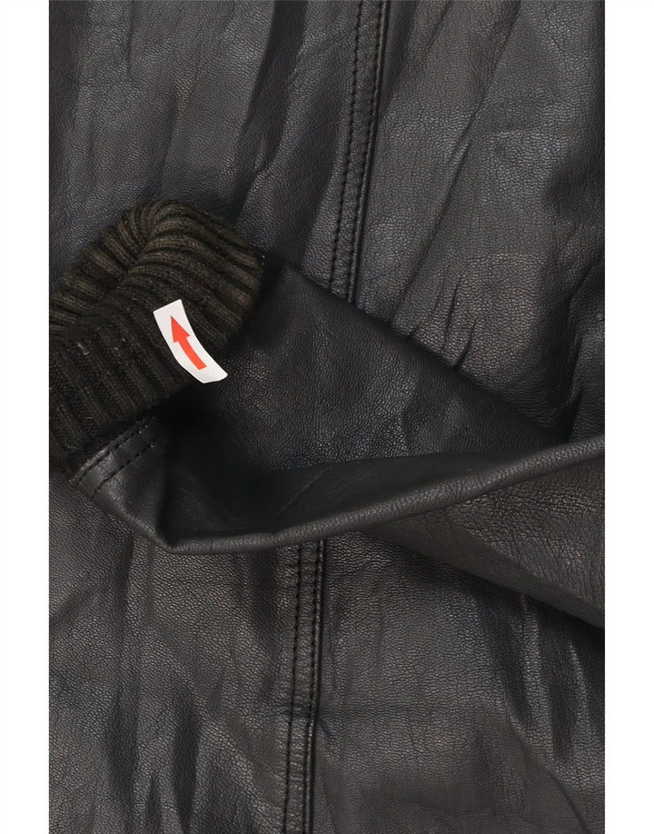 XDYE Chaqueta Bomber de Cuero para Hombre UK 42 XL Cuero Negro