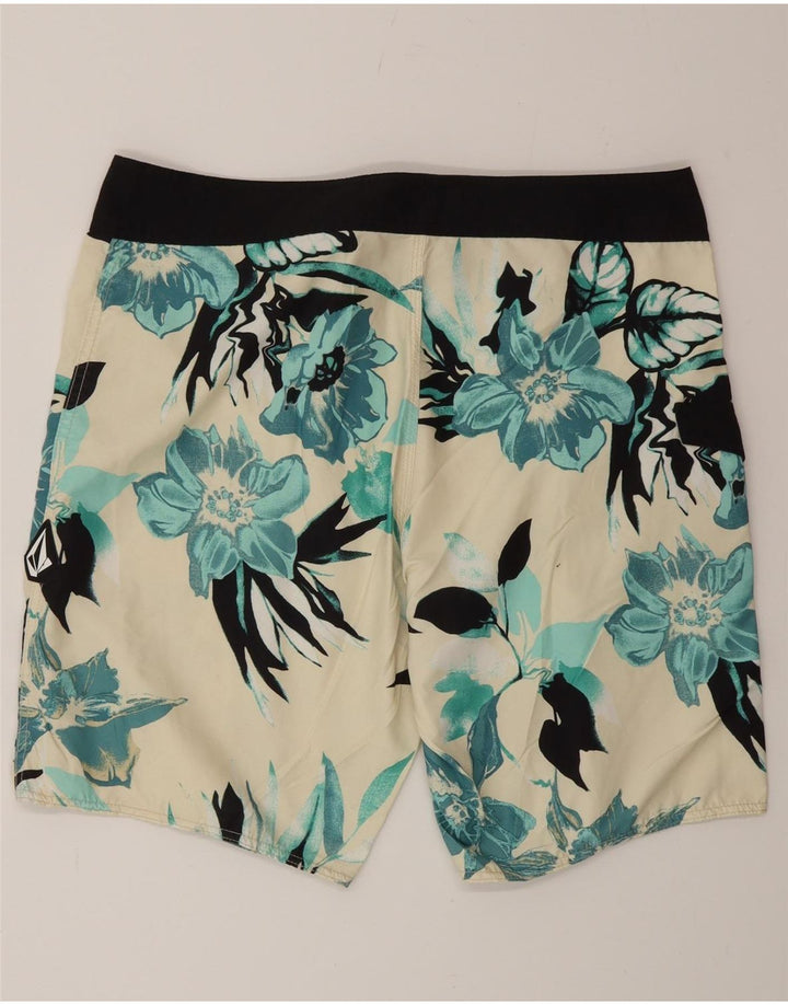 Volcom Bañador con estampado gráfico para hombre, talla grande, blanco, floral