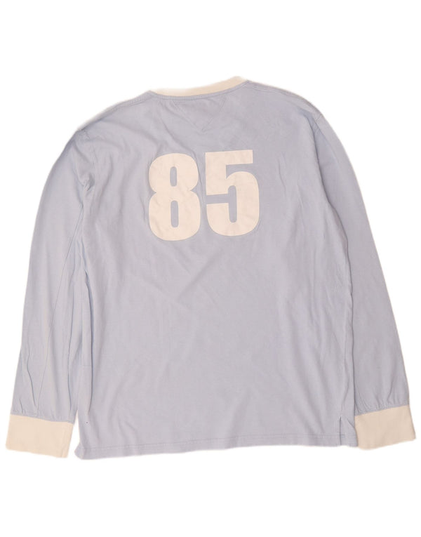 Tommy Hilfiger Mens Graphic Top Manga Larga 2XL Azul Colorblock Algodón