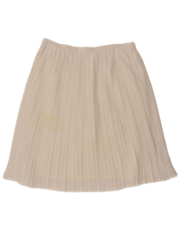 Falda plisada vintage para mujer W36 XL de poliéster blanco