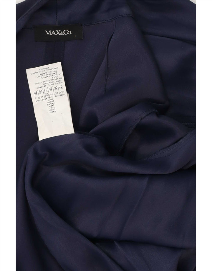Max & Co. Chaqueta tipo blazer abierta de manga 3/4 para mujer UK 6 XS Viscosa azul marino