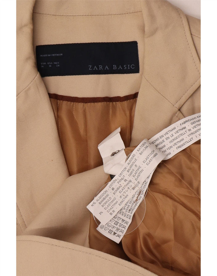 Zara Chaqueta Blazer De 2 Botones para Mujer Reino Unido 44 Algodón Beige Medio