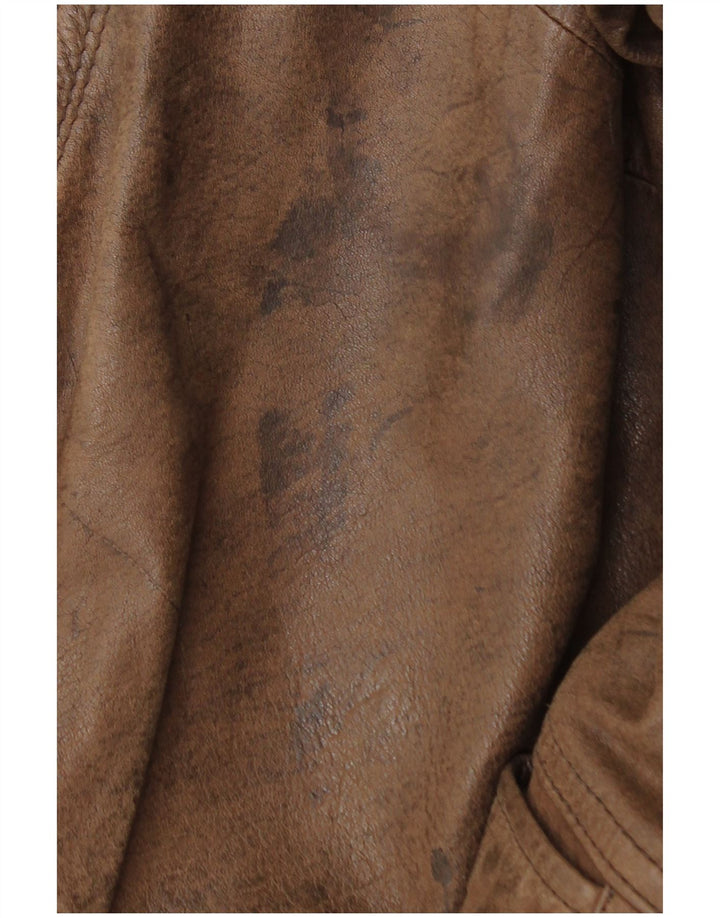 Vintage mujer chaqueta de cuero de gran tamaño EU 44 XL cuero marrón