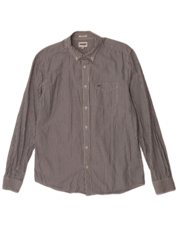 Wrangler Camisa Regular Fit De Algodón A Rayas Gris Medio Para Hombre
