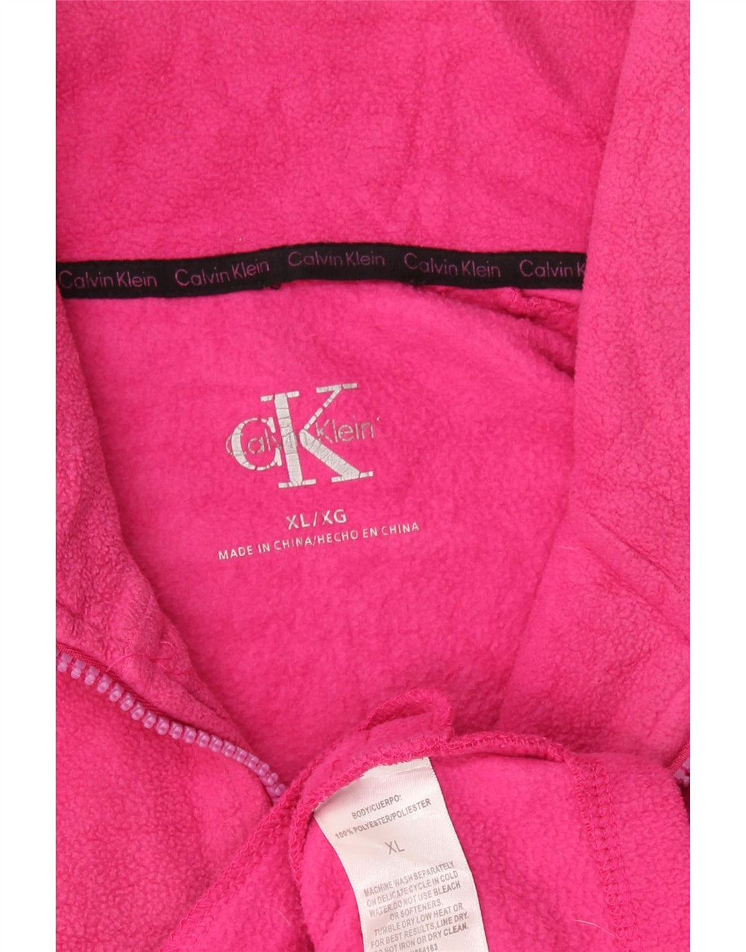 Calvin Klein Chaqueta de forro polar gráfica para mujer UK 18 XL Poliéster rosa