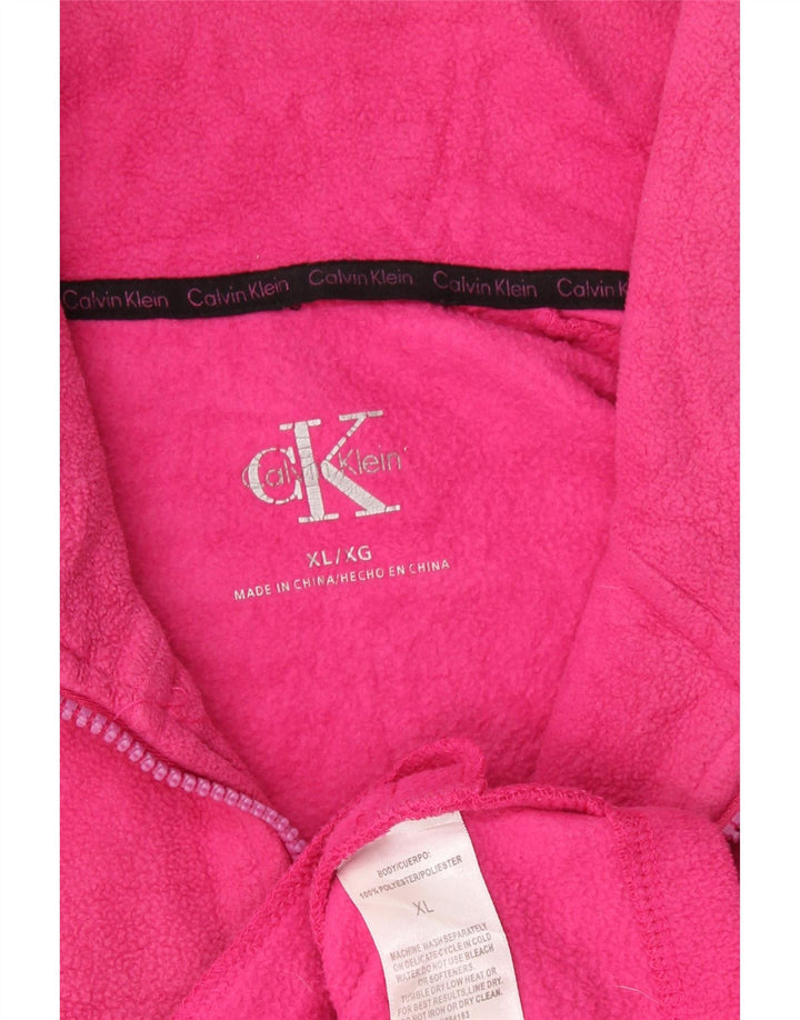 Calvin Klein Chaqueta de forro polar gráfica para mujer UK 18 XL Poliéster rosa
