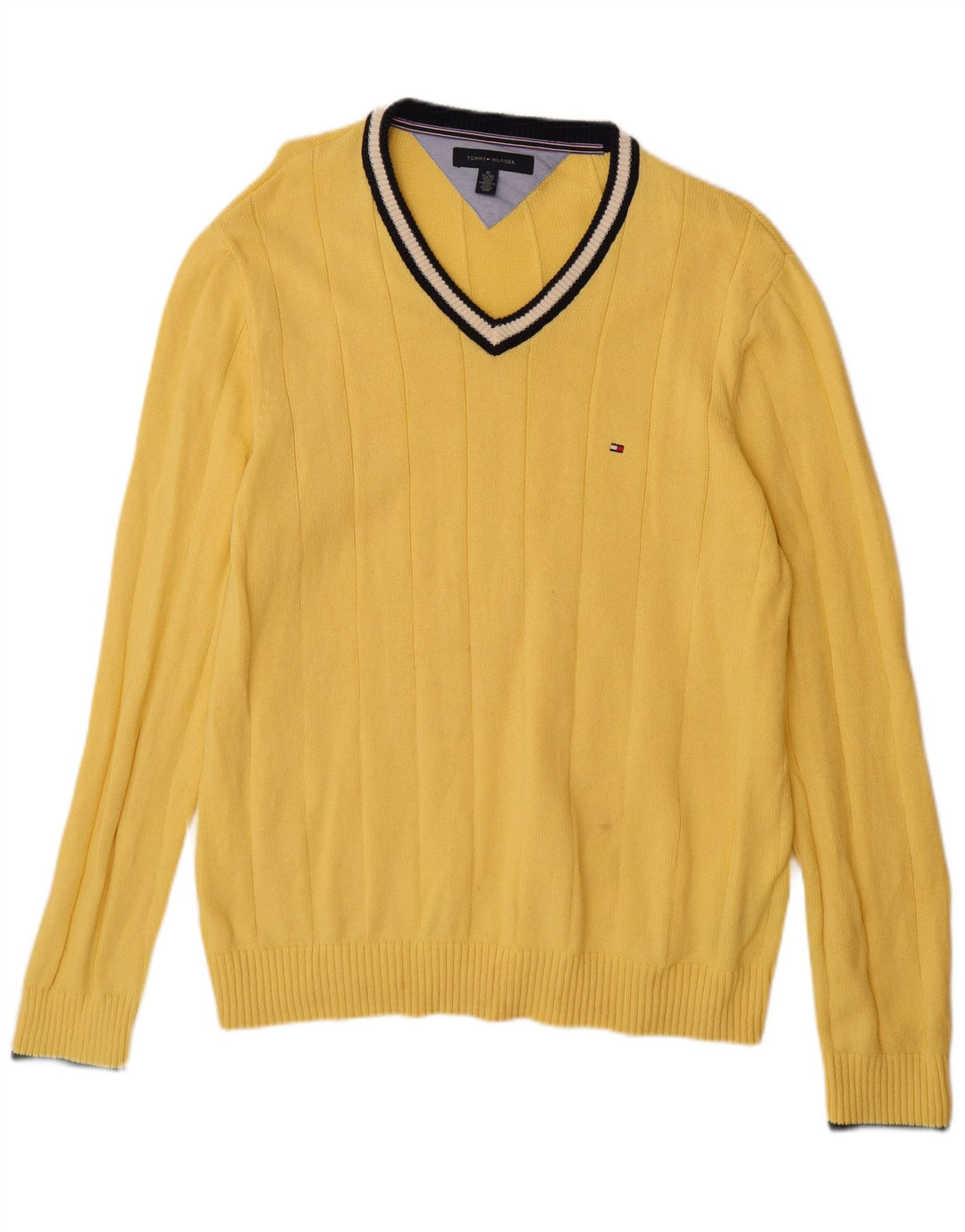 TOMMY HILFIGER Jersey con cuello en V para hombre XL Amarillo Algodón