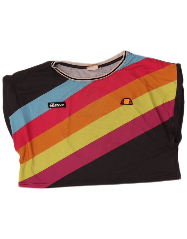 Ellesse Camiseta corta gráfica para mujer UK 44 Mediana Rayas negras
