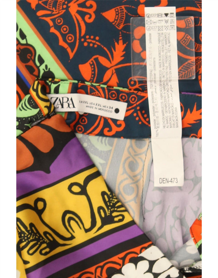 Zara Falda Midi Mujer 2XL W36 Poliéster Patchwork Multicolor