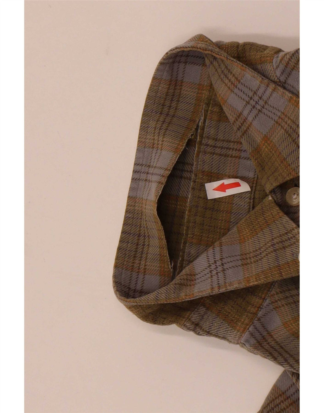 Barbour Hombre Camisa De Franela De Algodón A Cuadros Caqui Grande