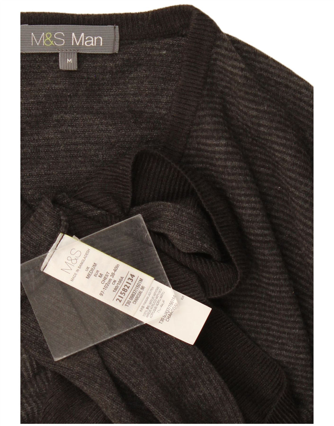 Marks & Spencer Jersey con cuello en V para hombre Acrílico a rayas gris medio