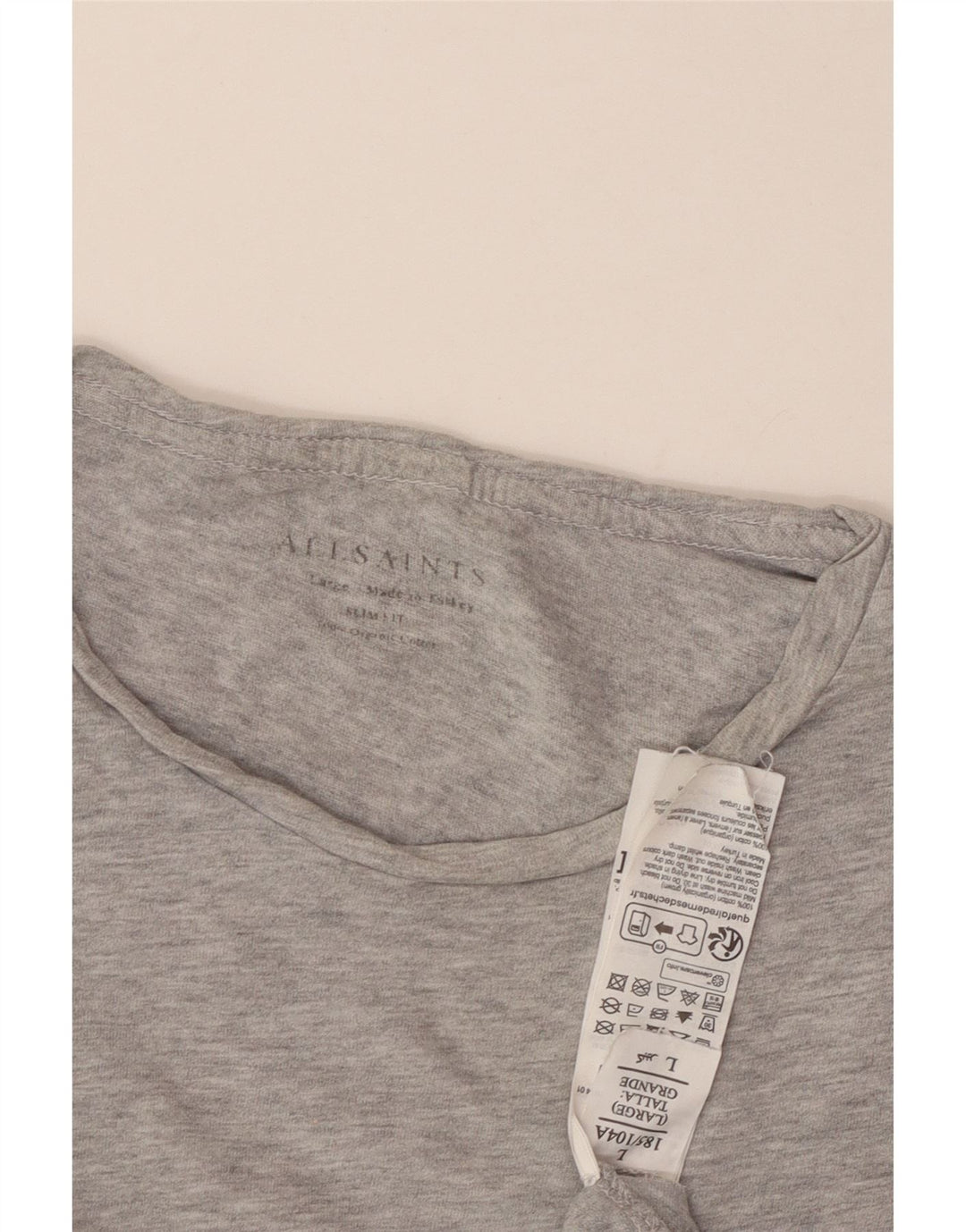 All Saints - Camiseta ajustada para hombre, talla grande, algodón gris