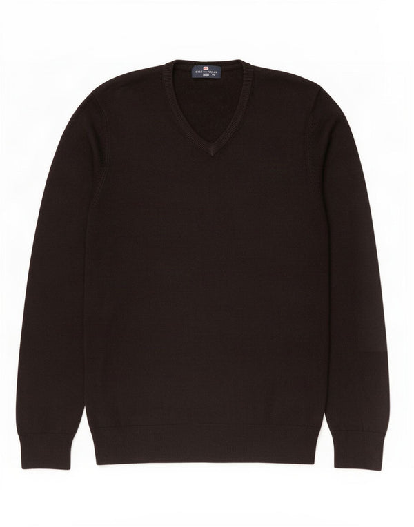 Marks & Spencer Mens Blue Harbour V-Neck Jumper Sweater Medium Black