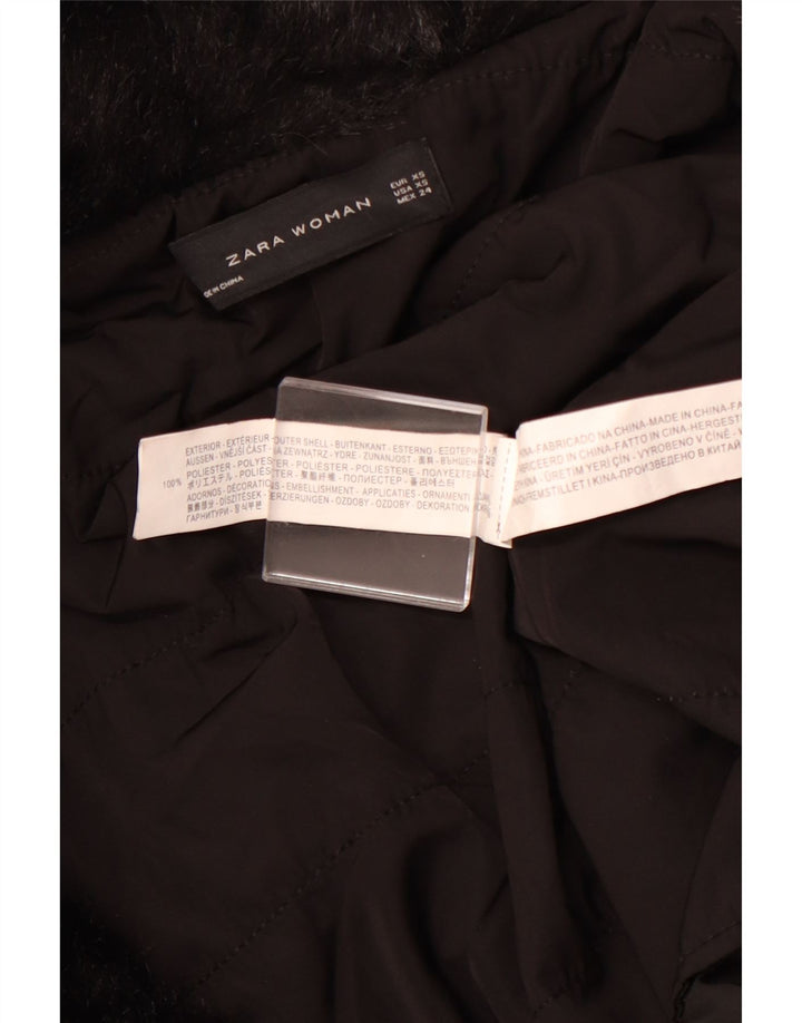 Abrigo ZARA Mujer UK 6 XS Negro Poliéster
