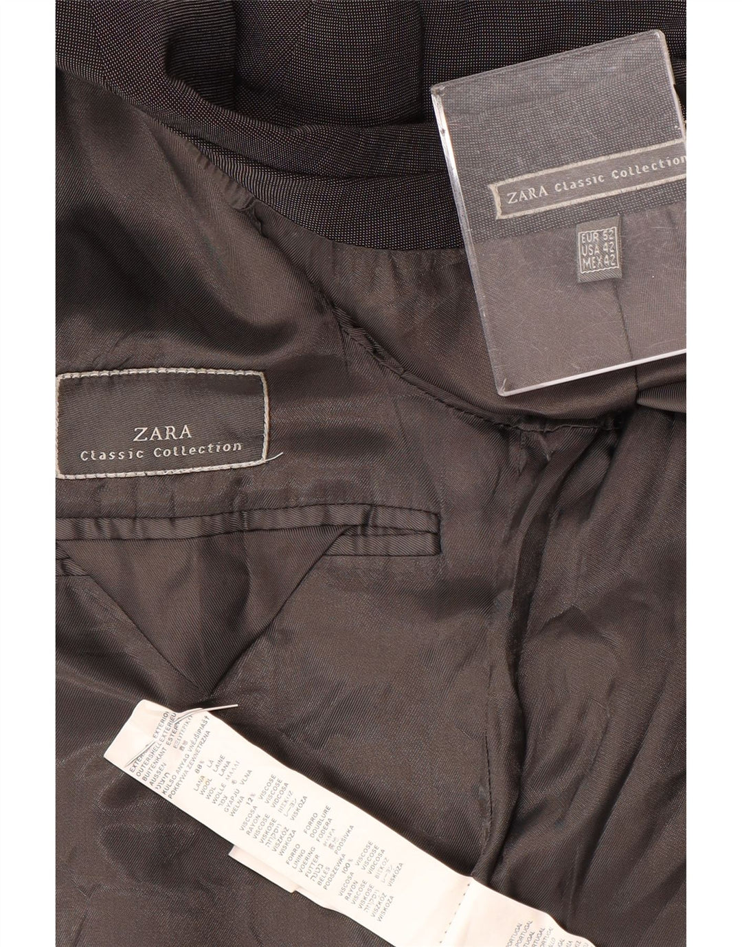 Zara Chaqueta Blazer De 3 Botones Para Hombre EU 52 Grande Lana Gris