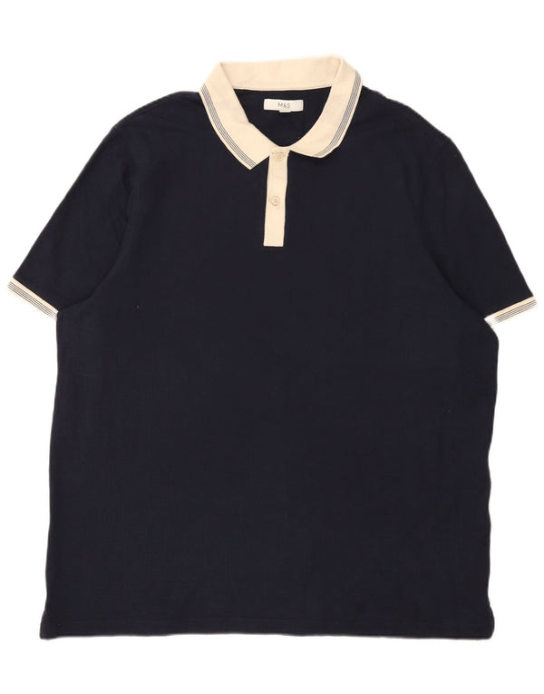 Marks & Spencer Polo para hombre 3XL Azul marino Colorblock Algodón