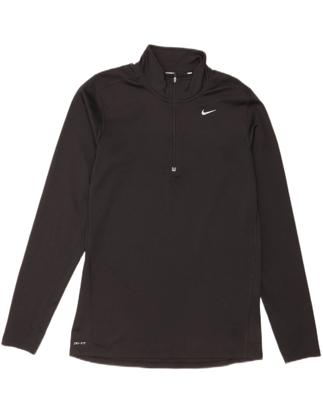 Nike - Camiseta para correr con cremallera y cuello para hombre, manga larga, poliéster negro mediano