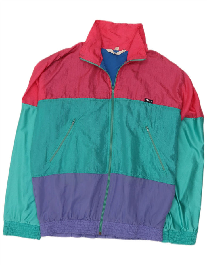VINTAGE Chaqueta superior de chándal para hombre IT 50 Bloque de color multicolor medio