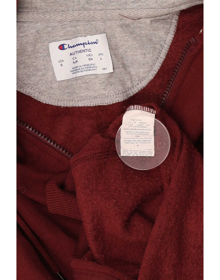 Champion Sudadera con capucha y cremallera para hombre, talla pequeña, algodón granate