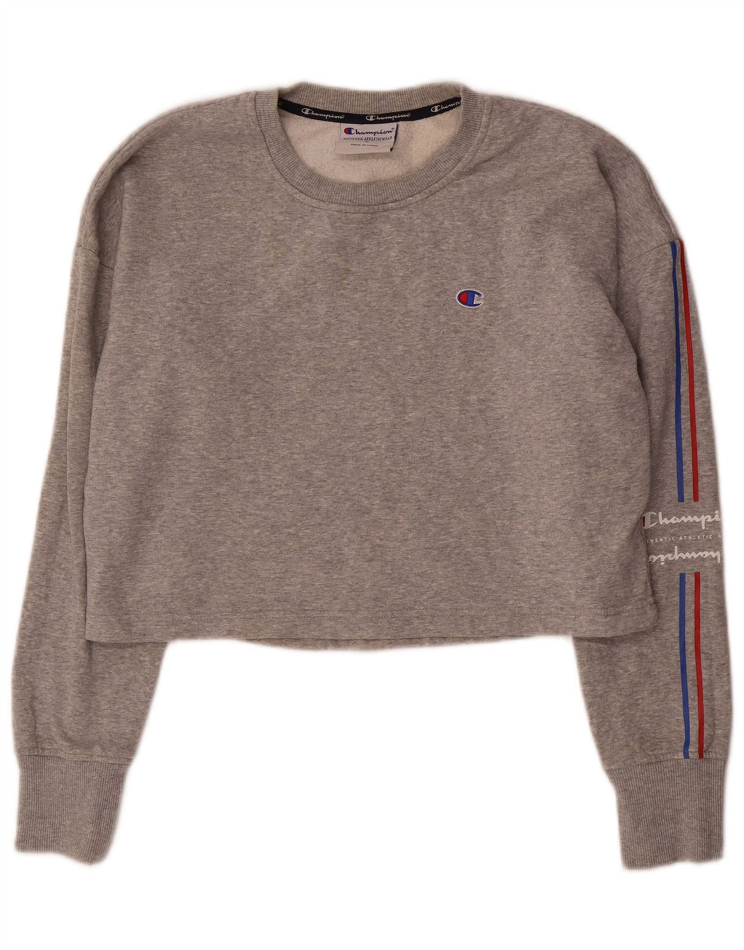 Champion Sudadera Crop Graphic para Mujer UK 44 Gris Medio Moteado