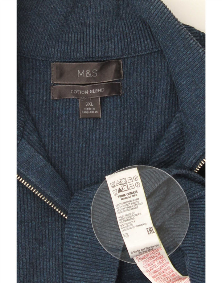 Marks & Spencer Suéter con cuello y cremallera para hombre 3XL Poliéster azul marino