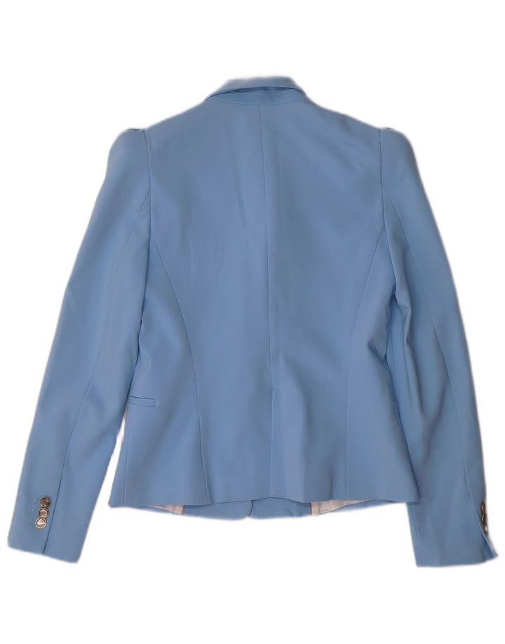 Zara Mujer Chaqueta Blazer De 1 Botón UK 10 Small Poliéster Azul