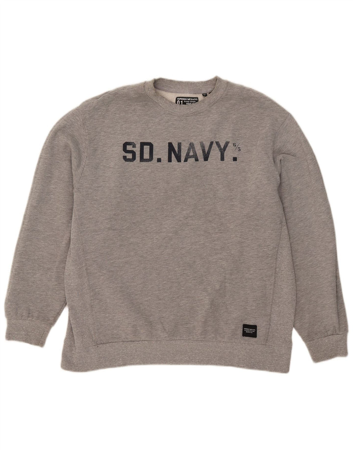 Superdry Sudadera extragrande con estampado gráfico para mujer, talla 44, algodón gris grande