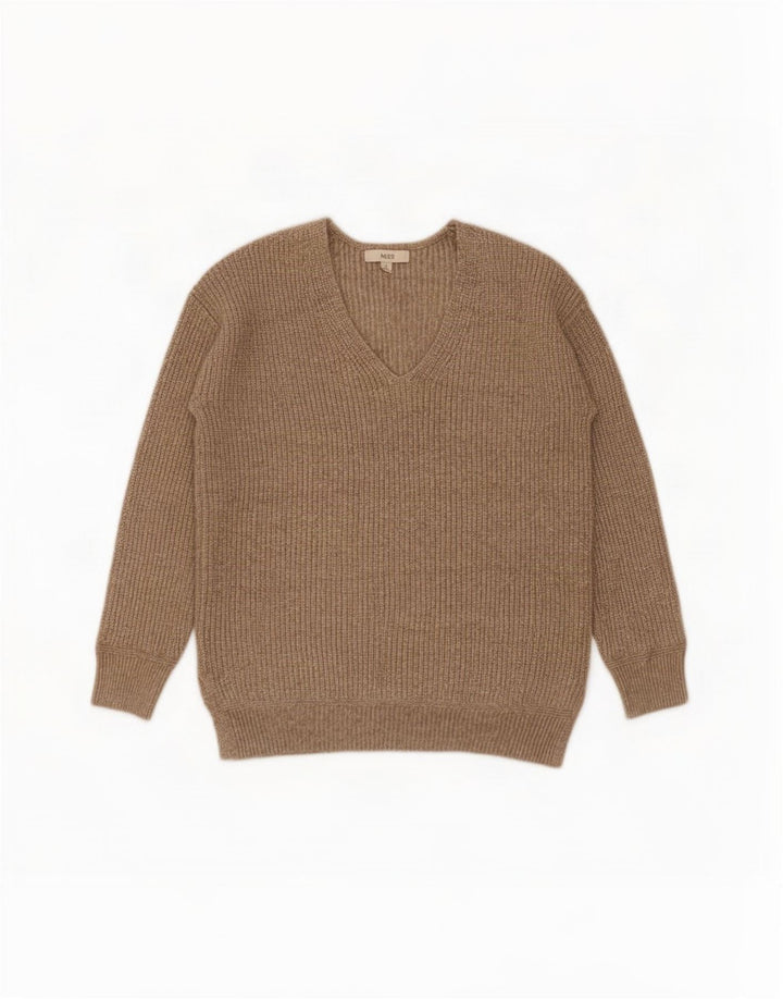 Marks & Spencer Suéter tipo jersey de gran tamaño con cuello en V para mujer UK 10 Small Grey