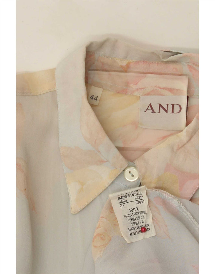 And Blusa Camisera Extragrande IT 44 Viscosa Floral Azul Medio