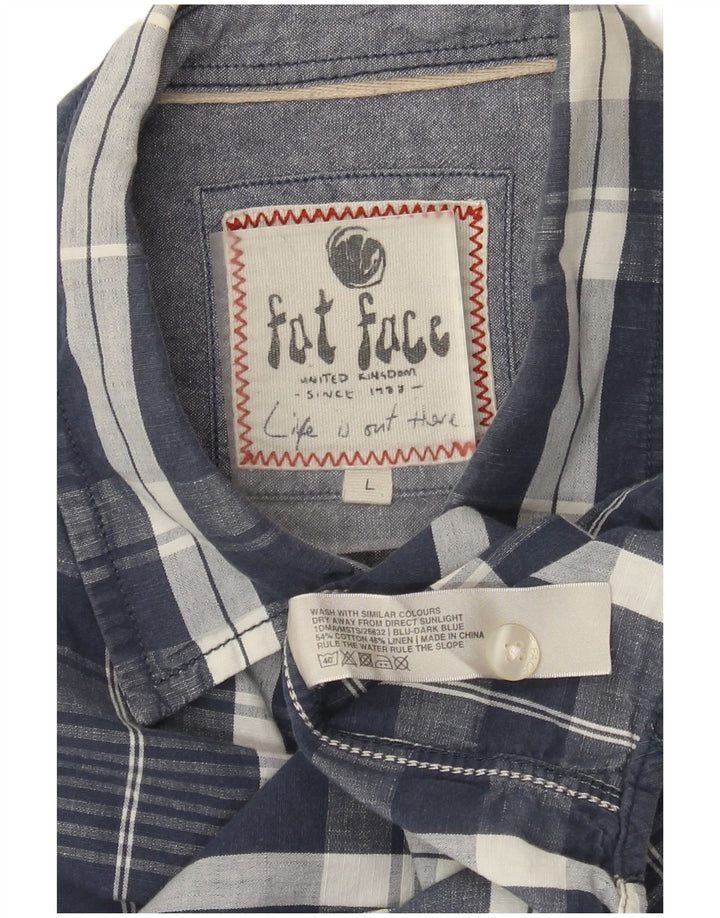 Camisa de manga corta para hombre Fat Face de algodón con cuadros azules grandes