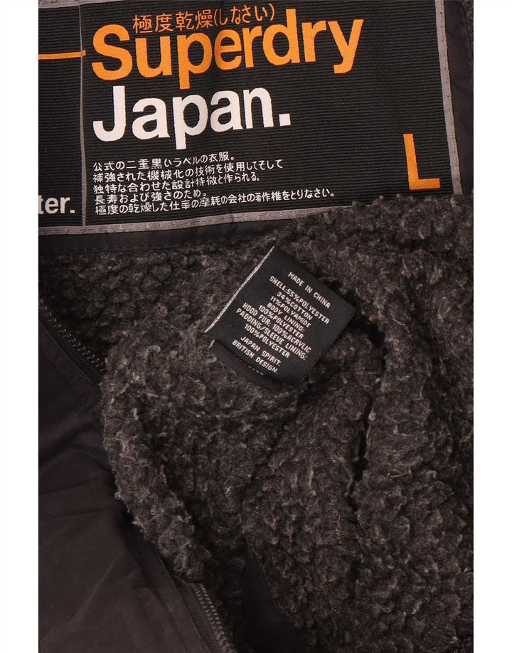 Superdry Parka con capucha para mujer, talla 44, poliéster negro grande