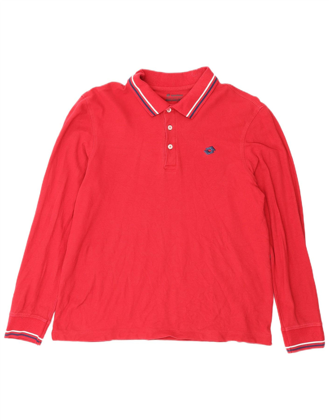 Lotto Polo De Manga Larga Para Hombre Algodón Rojo Medio