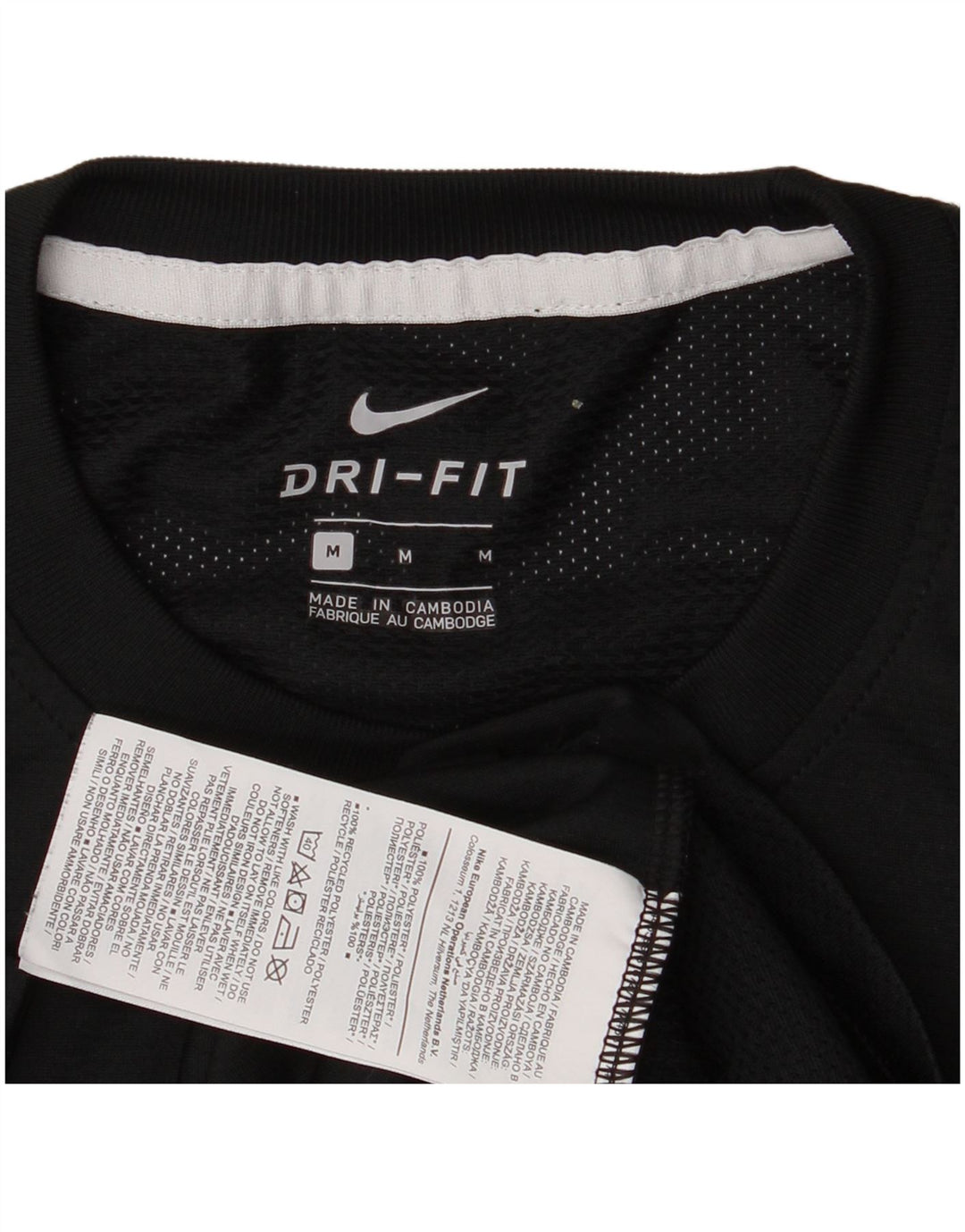 Camiseta Nike Dri Fit para hombre Top medio negro color block Poliéster