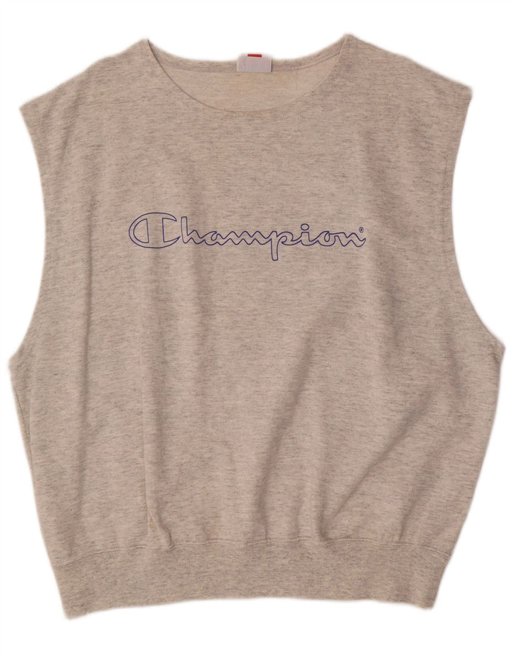 CHAMPION Camiseta sin mangas estampada para hombre de algodón gris grande