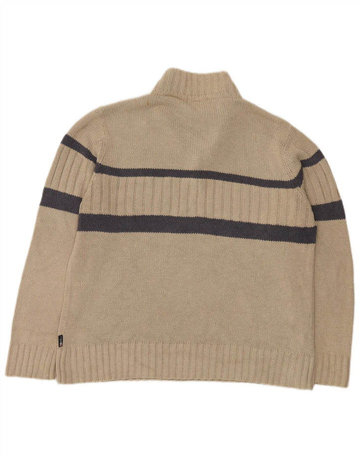 MARKS & SPENCER Suéter tipo jersey con cuello y cremallera azul Harbor para hombre, talla grande, color beige