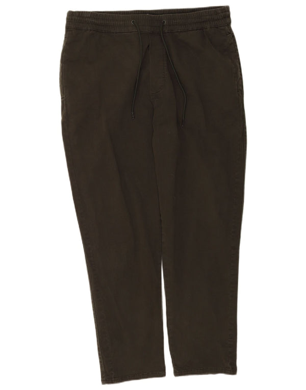 Zara Mens Tapered Chino Pantalones Grande W32 L26 Algodón Caqui