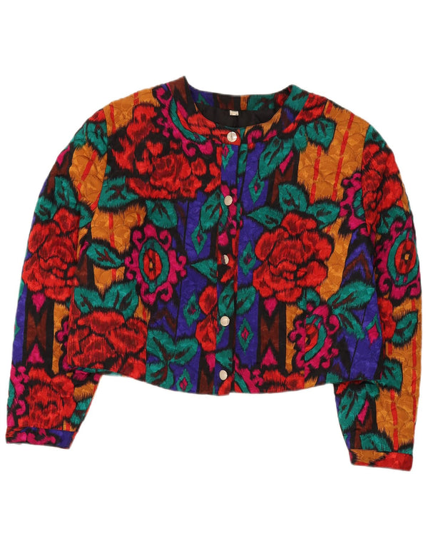 Vintage mujer 5 botones Bolero chaqueta Reino Unido 22 3XL multicolor floral