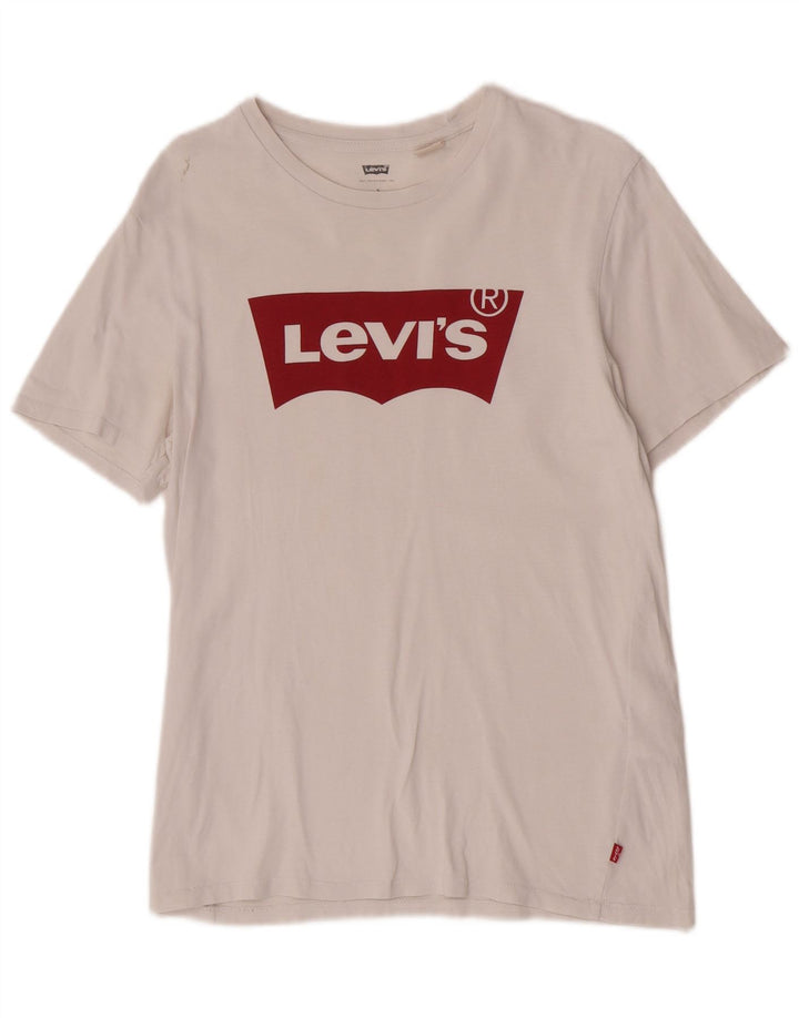 Levi's Camiseta estampada de corte regular para hombre Top pequeño de algodón blanco con logo