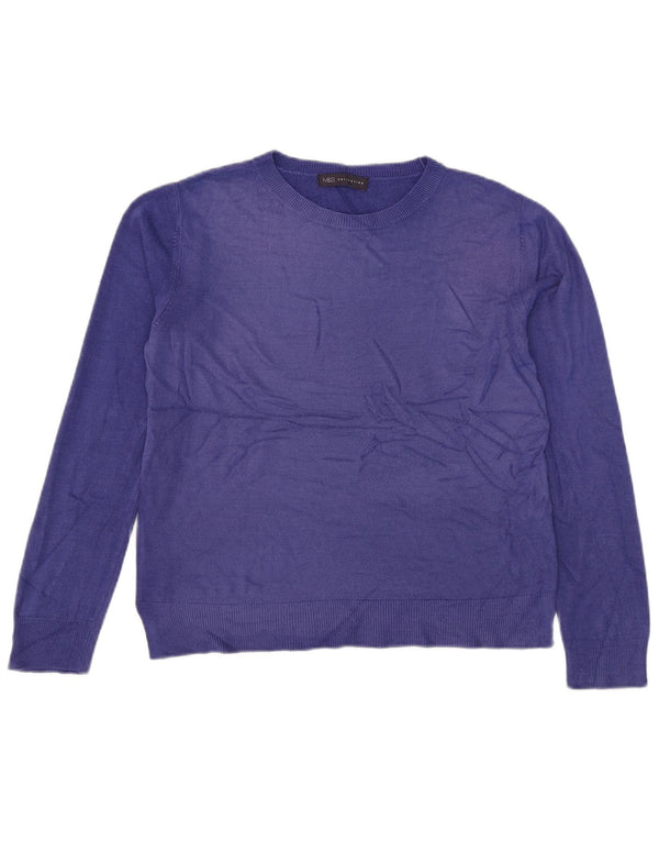Marks & Spencer Jersey con Cuello Barco para Mujer UK 44 Grande Acrílico Púrpura