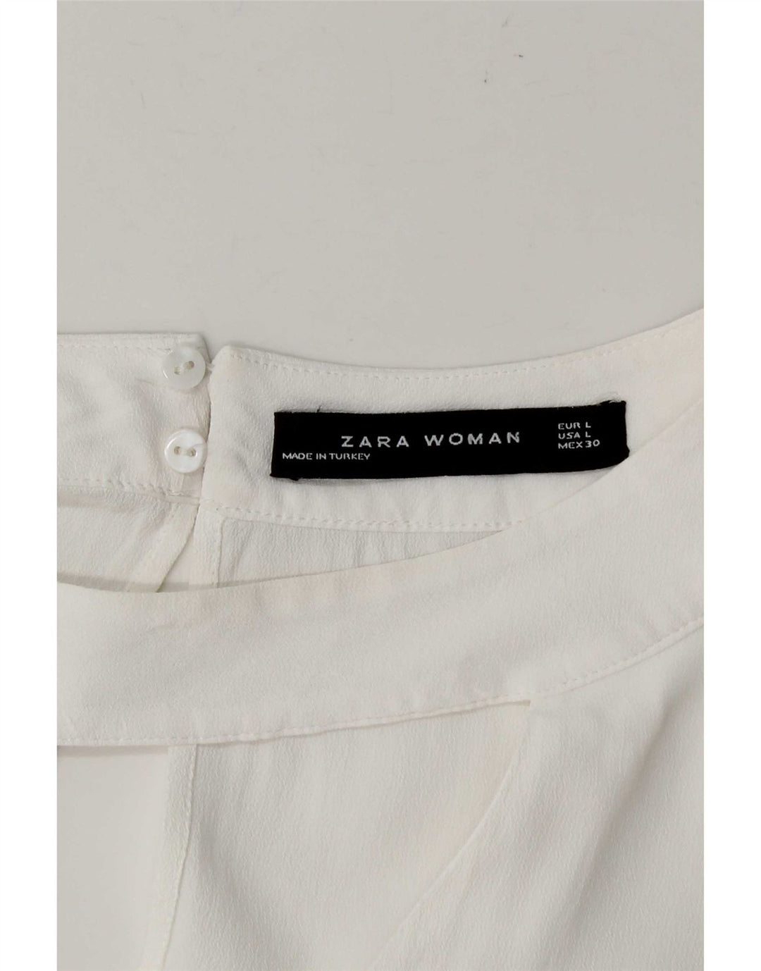 Zara Mujer Blusa Manga 3/4 Top UK 46 Grande Blanco