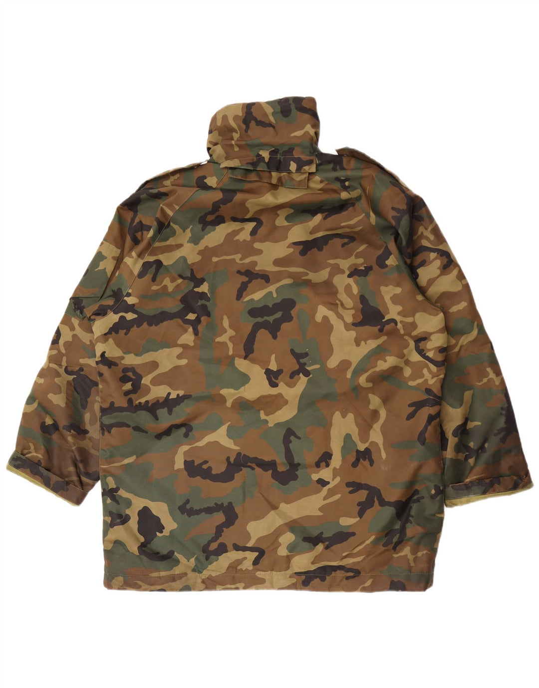 Vintage hombres chaqueta militar Reino Unido 42 XL caqui camuflaje poliéster