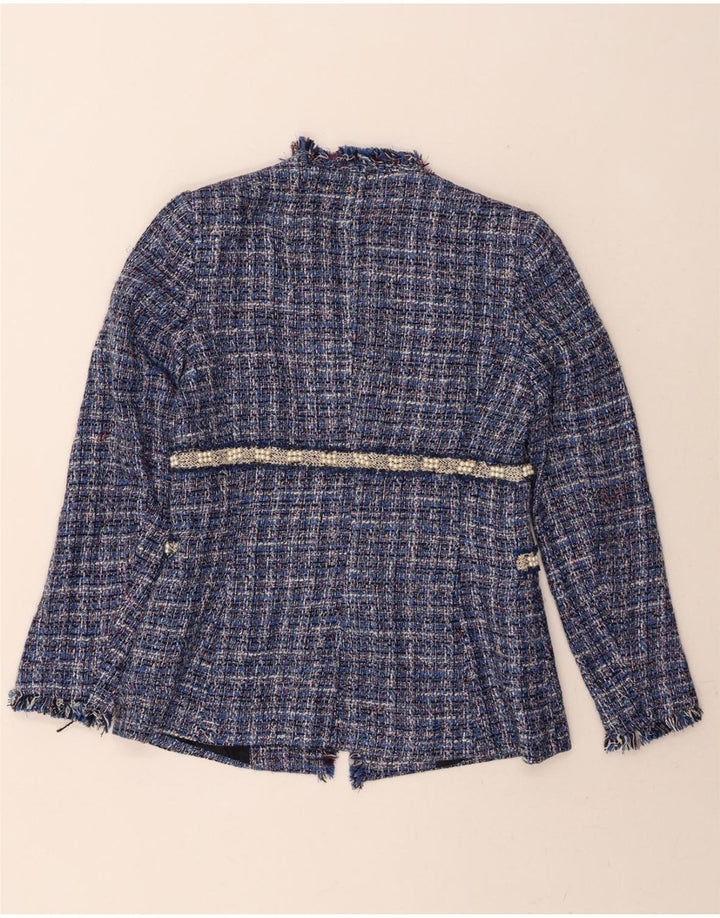 ZARA Womens Open Blazer Jacket UK 14 Large Blue Check Vintage Zara and Second-Hand Zara from Messina Hembry 