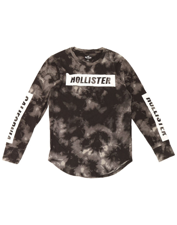 Hollister Hombre Graphic Top Manga Larga XS Algodón Tie Dye Negro